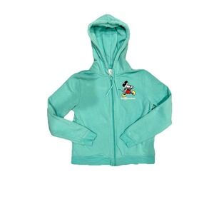 Disney Womens XS Walt Disney World Zip Hoodie Mint Green Mickey Mouse Graphic